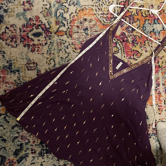 Free People XS gold sequined purple slip - Picture 9 of 9